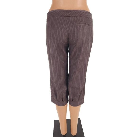 Red Valentino Striped Wool Three Quarter Pants Size 42 US 6 Brown Womens $325 - Picture 6 of 9